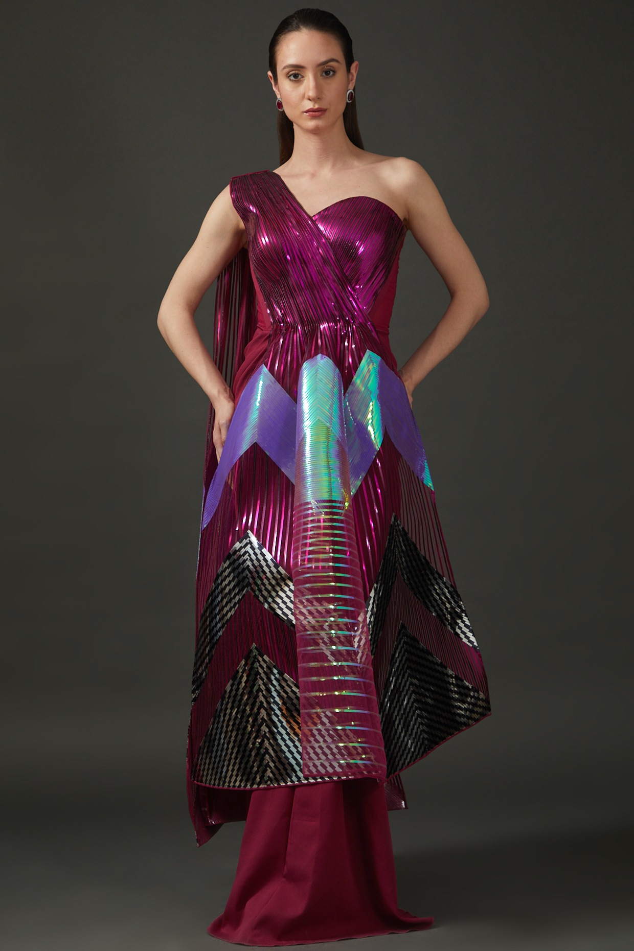 Breathtaking Plain Maroon Silk Designer Saree